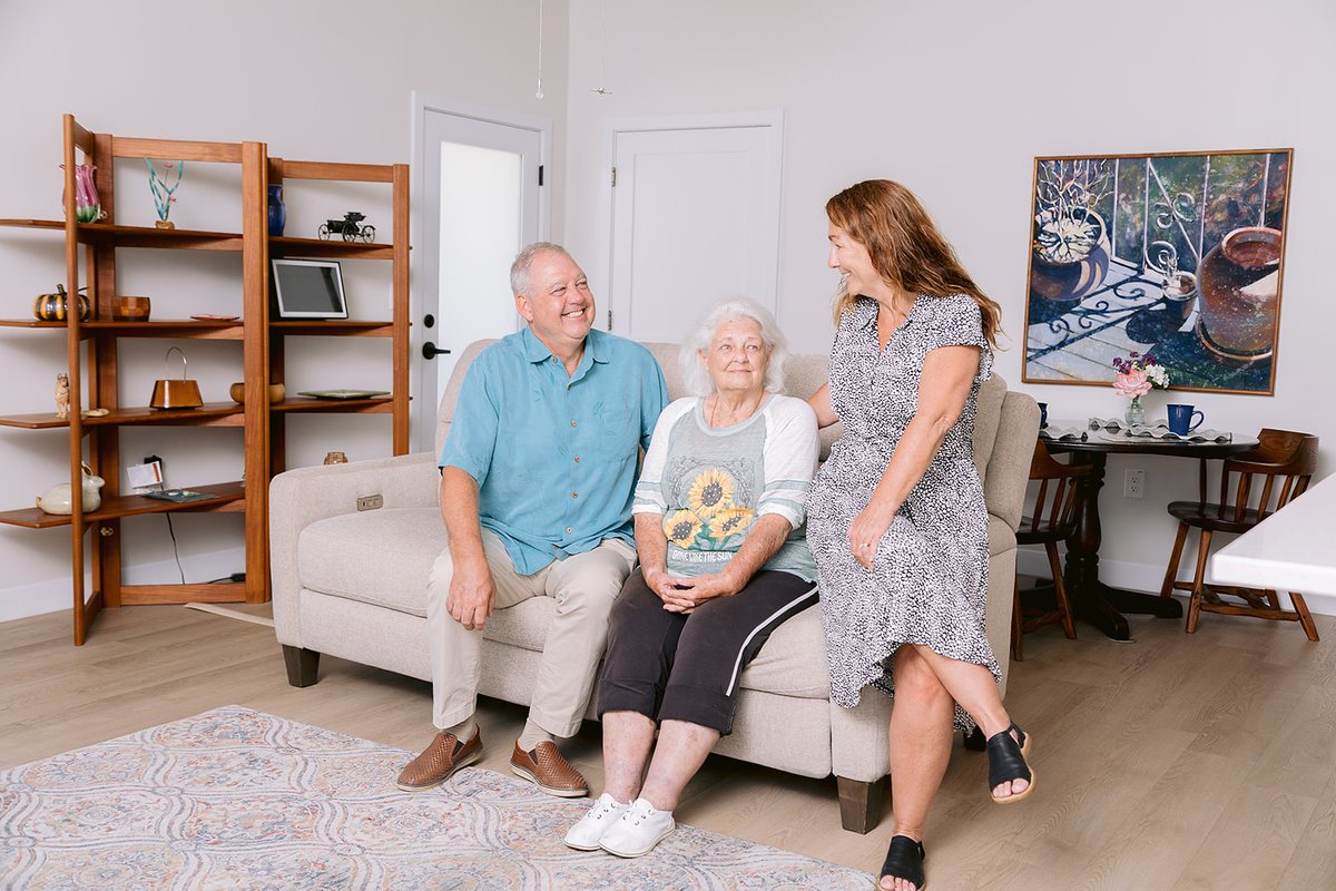 Nancy Bostock visiting with Pinellas residents at home
